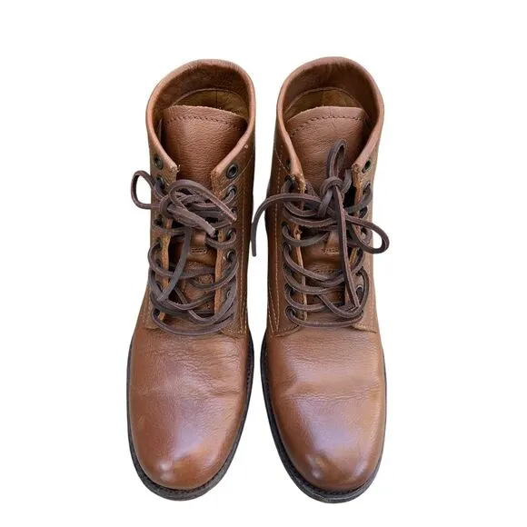 Frye Tyler Mens‎ Cognac Leather Lace Up Dress Boots Brown, Size 9
