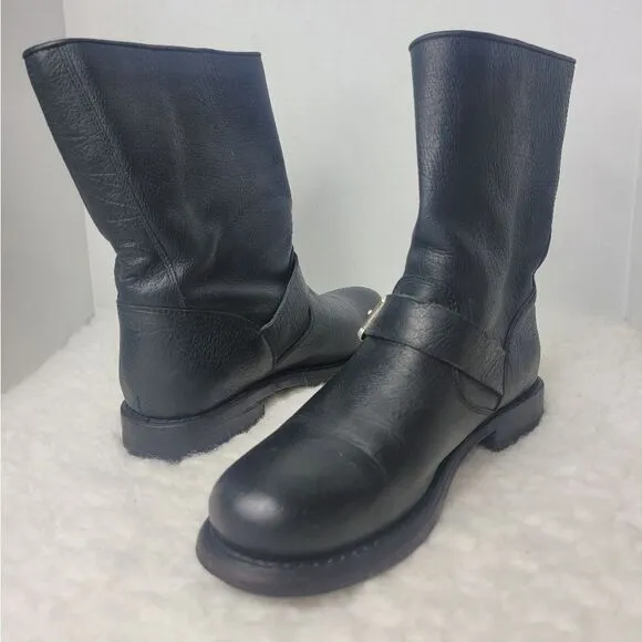Frye Veronica Engineer Boots Womens Sizs 7 Black Leather Biker Shoes