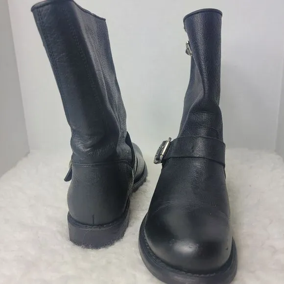 Frye Veronica Engineer Boots Womens Sizs 7 Black Leather Biker Shoes