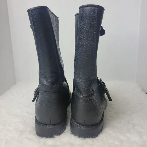 Frye Veronica Engineer Boots Womens Sizs 7 Black Leather Biker Shoes