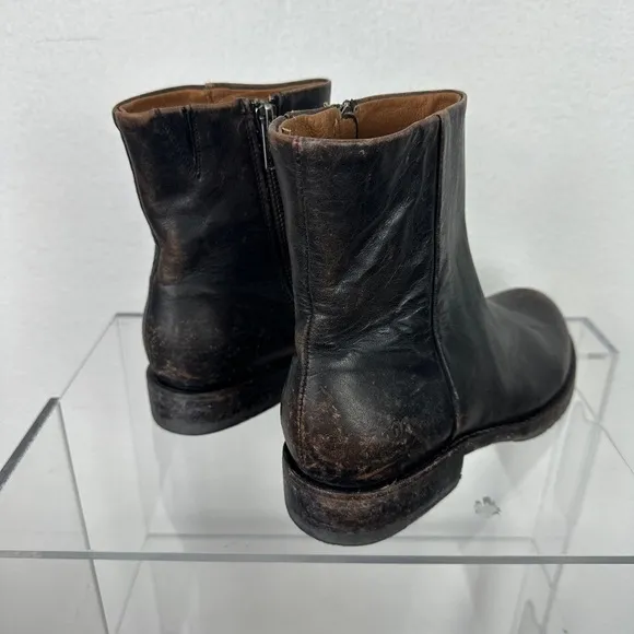 Frye Veronica Inside Zip Moto Biker Distress Black Leather Boots Women’s 7.5