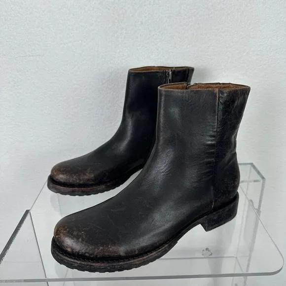 Frye Veronica Inside Zip Moto Biker Distress Black Leather Boots Women’s 7.5