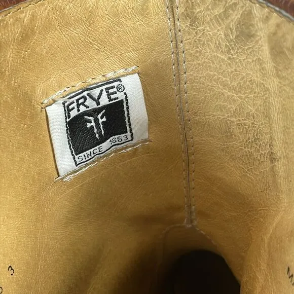 Frye Veronica Short 76603 Women’s Sz 8B Cognac Leather Buckle Full Rear Zip Boot