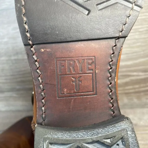 Frye Veronica Short 76603 Women’s Sz 8B Cognac Leather Buckle Full Rear Zip Boot