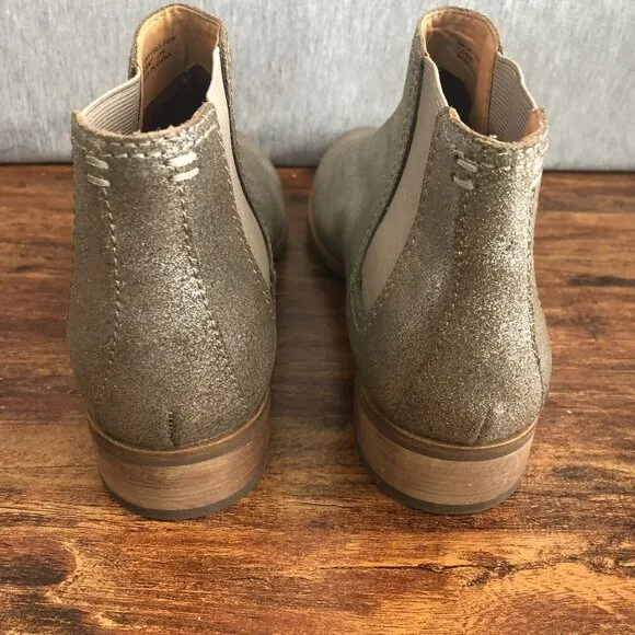Frye Women Size 8 M Silver Chelsea Bootie Pewter Ankle Boots Bootie Heel Shoes
