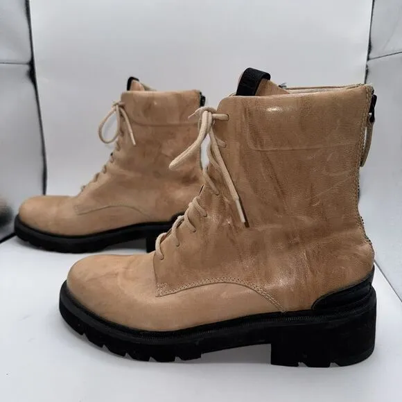 FRYE Womens Allison 8 Eyelet Combat Boots‎ Beige Pink Size 9 MSRP $ 278 70420