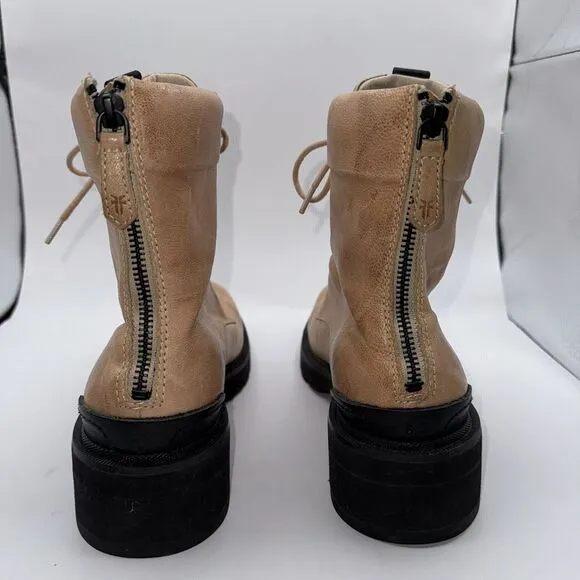 FRYE Womens Allison 8 Eyelet Combat Boots‎ Beige Pink Size 9 MSRP $ 278 70420
