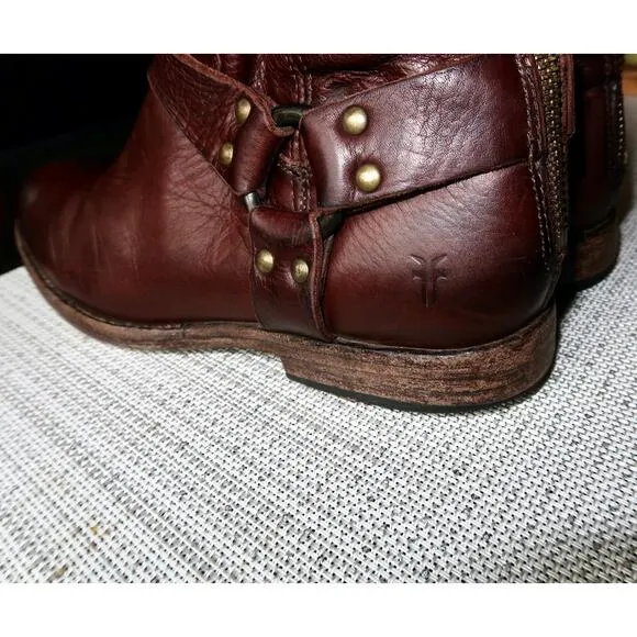 Frye Women's Phillip Harness Tall Brown Leather Boots Size 8.5