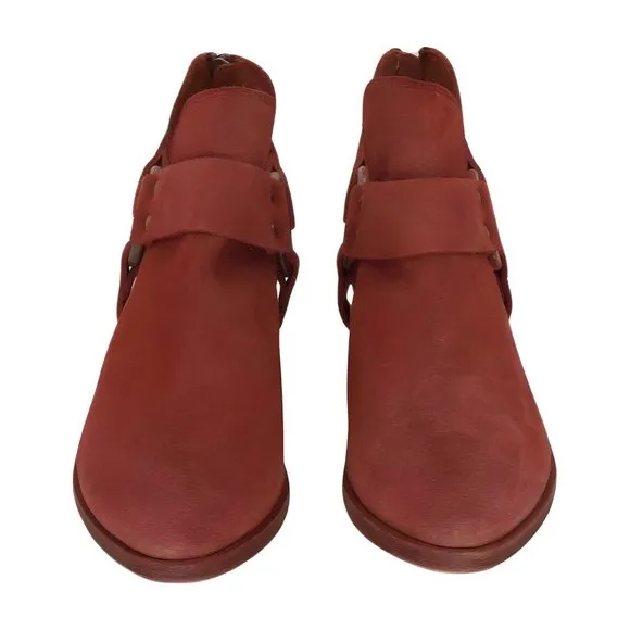 Frye Womens Ray Harness Back Zip Ankle Boot, Rosewood, Size 7.5