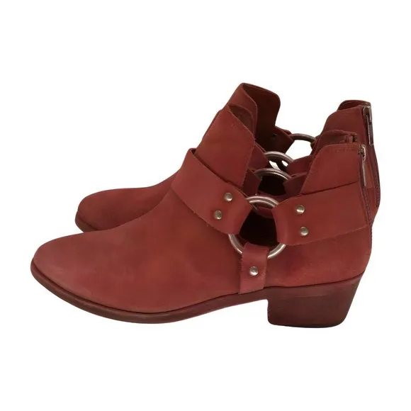 Frye Womens Ray Harness Back Zip Ankle Boot, Rosewood, Size 7.5