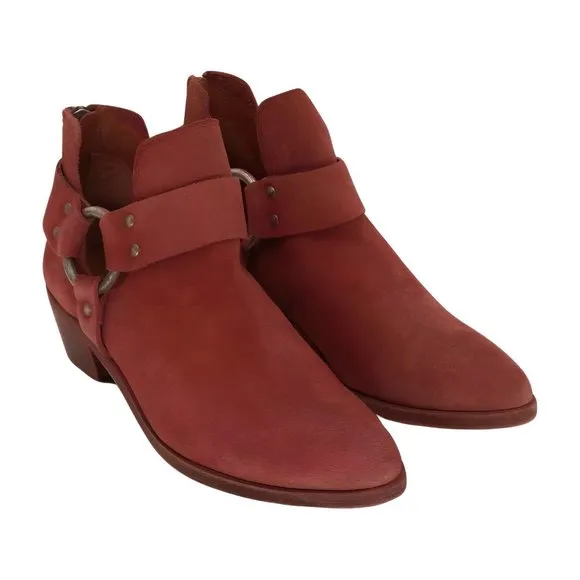 Frye Womens Ray Harness Back Zip Ankle Boot, Rosewood, Size 7.5