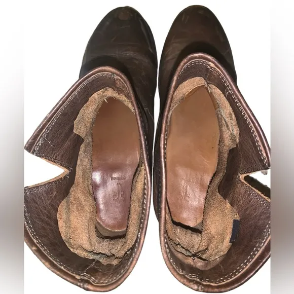 Frye women's Veronica distressed leather booties chrome brown boots shoes 7M
