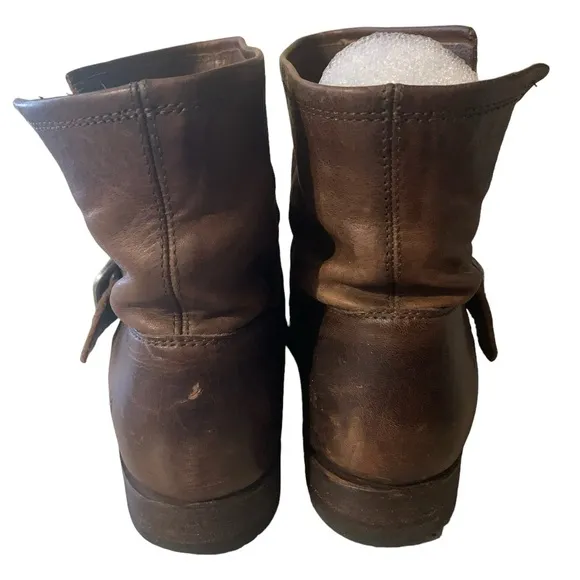 Frye women's Veronica distressed leather booties chrome brown boots shoes 7M