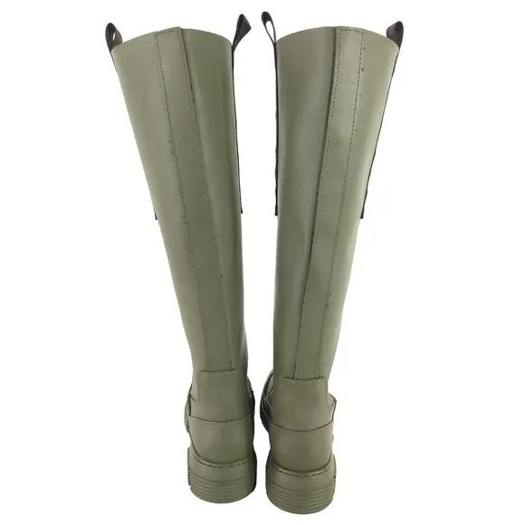 Ganni Round Toe Knee-High Boots Size 37 US 7 Green $375