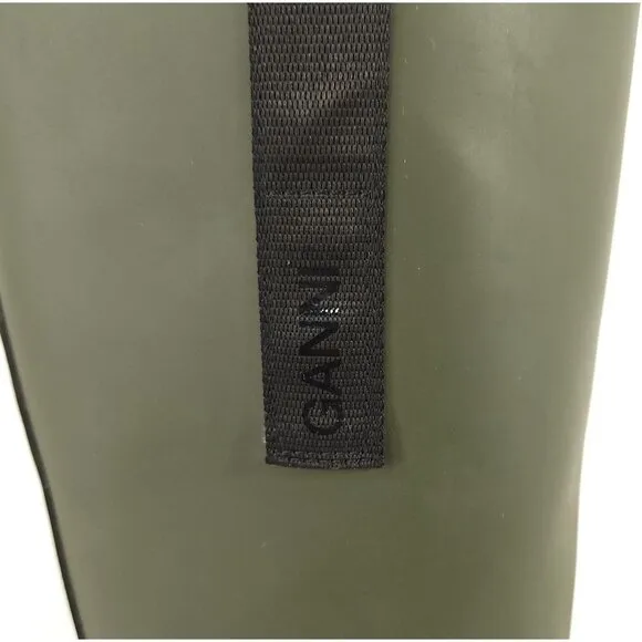 Ganni Round Toe Knee-High Boots Size 37 US 7 Green $375