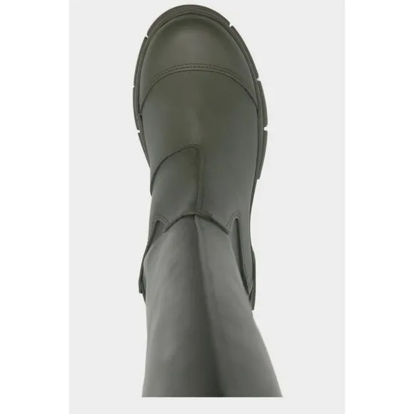 Ganni Round Toe Knee-High Boots Size 37 US 7 Green $375