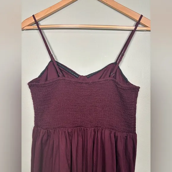 GAP Sweetheart Corset Midi Cotton Dress-Purple Maroon-Women Large Petite