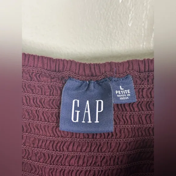 GAP Sweetheart Corset Midi Cotton Dress-Purple Maroon-Women Large Petite