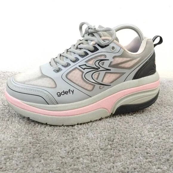 GDefy Gravity Defyer Womens 7.5 Shoes Gray Pink Comfort Toning Walking Sneakers