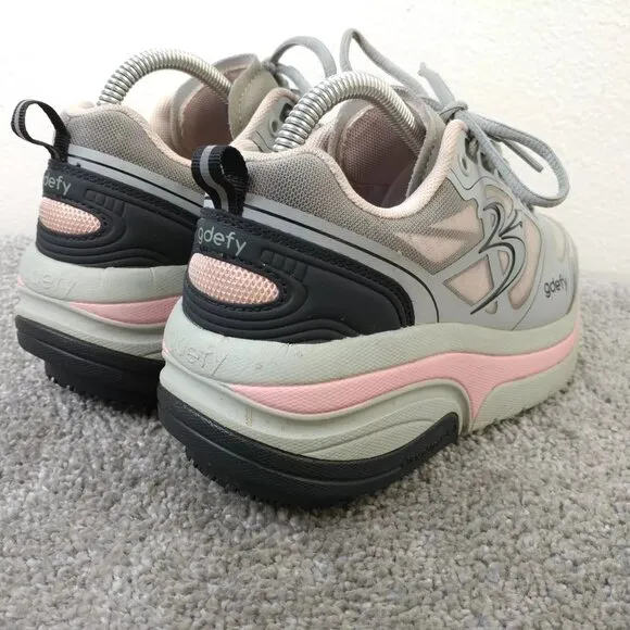 GDefy Gravity Defyer Womens 7.5 Shoes Gray Pink Comfort Toning Walking Sneakers