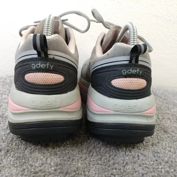 GDefy Gravity Defyer Womens 7.5 Shoes Gray Pink Comfort Toning Walking Sneakers
