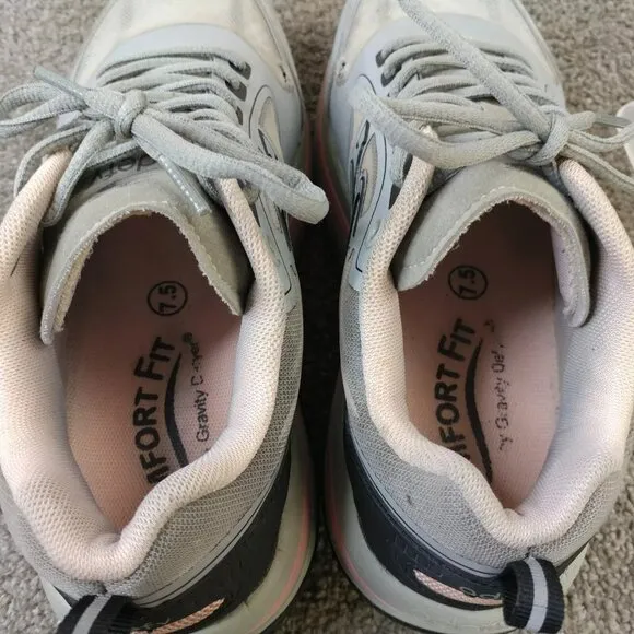 GDefy Gravity Defyer Womens 7.5 Shoes Gray Pink Comfort Toning Walking Sneakers