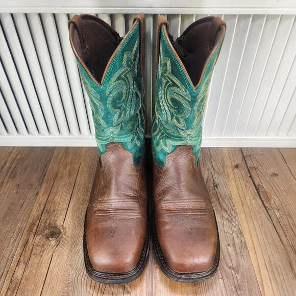Georgia Boot 10&quot; ST WP Carbo-Tec LT Womens Sz 8.5 M Brown Green Boots GB00386