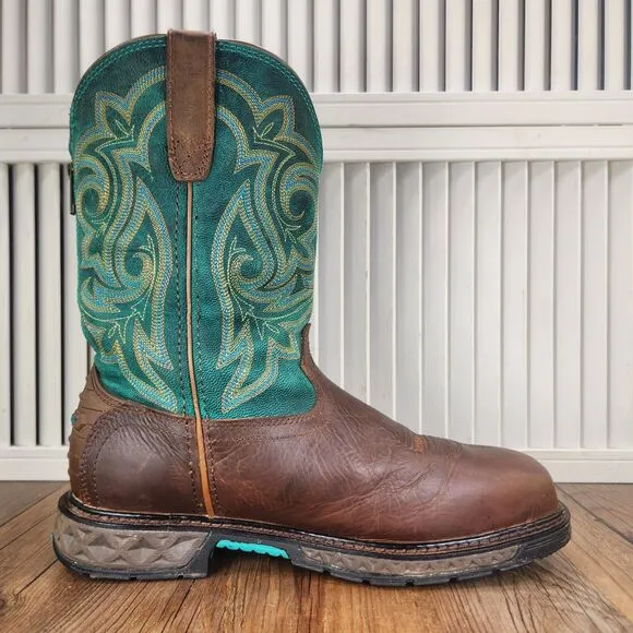 Georgia Boot 10&quot; ST WP Carbo-Tec LT Womens Sz 8.5 M Brown Green Boots GB00386