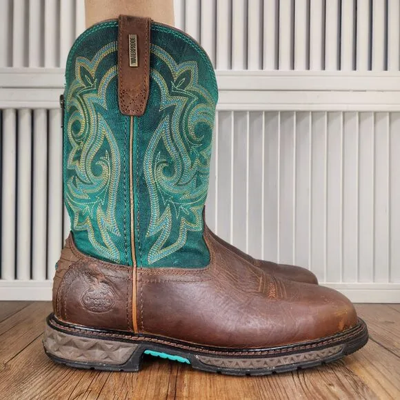 Georgia Boot 10&quot; ST WP Carbo-Tec LT Womens Sz 8.5 M Brown Green Boots GB00386