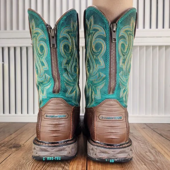 Georgia Boot 10&quot; ST WP Carbo-Tec LT Womens Sz 8.5 M Brown Green Boots GB00386