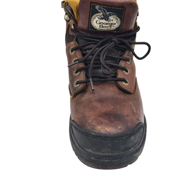 Georgia Boot Mens 9 Waterproof Workwear Brown Leather Safety Toe G635 Heavy Duty