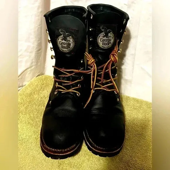 Georgia Boot Men's Sz 8 Steel Toe Waterproof Logger Boot Black