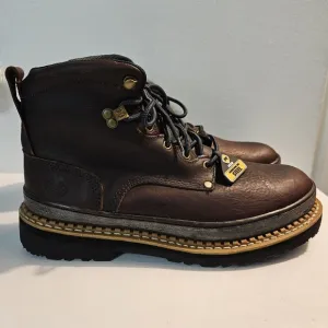 Georgia Giant Brown Leather Steel-Toe 6in. Work Boots Men's Size 12M