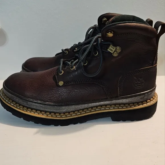Georgia Giant Brown Leather Steel-Toe 6in. Work Boots Men's Size 12M