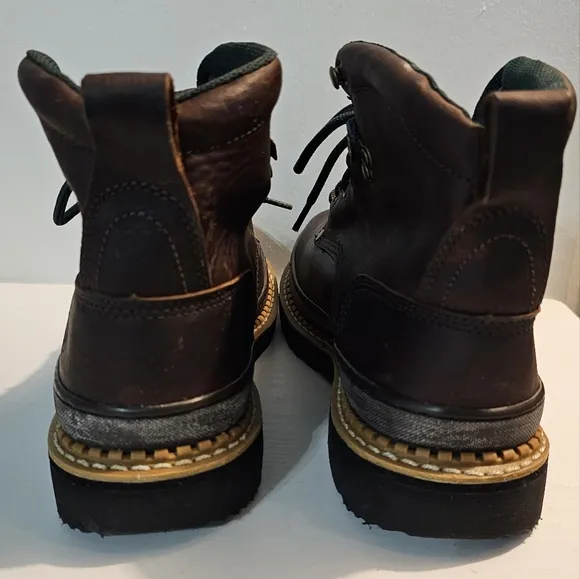 Georgia Giant Brown Leather Steel-Toe 6in. Work Boots Men's Size 12M