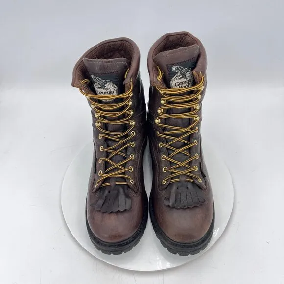 Georgia Men Size 10M G8041 Chocolate Leather Waterproof Soft Toe Logger Boot