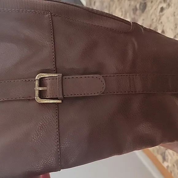 GH Bass NIB Women Josie Brown Faux Leather Riding Boots w/ Stretch Size US 8