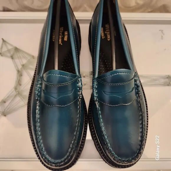 GH Bass Originals Whitney Candy Lug Loafers. NIB. Deep Aqua. Size 8