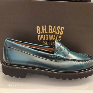 GH Bass Originals Whitney Candy Lug Loafers. NIB. Deep Aqua. Size 8