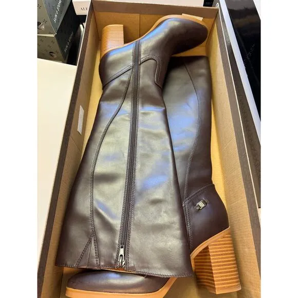 Giani Bernini Women's Odettee Brown Block Heel Knee High Riding Boots Size 9.5