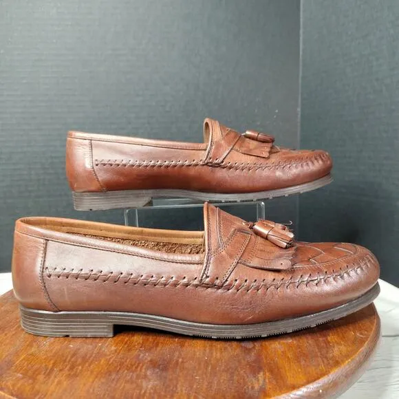 Giorgio Brutini Brown Tassel Naples Leather Loafers Men's Size 10.5D