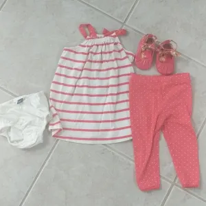 Girls 18-24m set outfit Coral dress, shoes, pants
