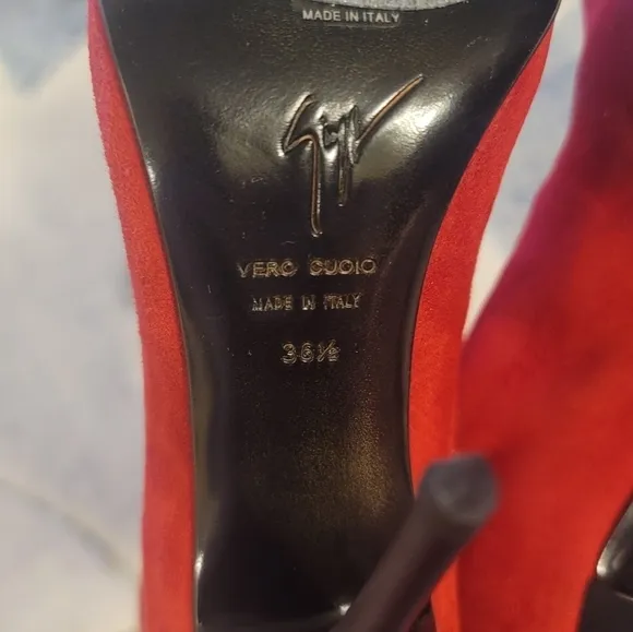 Giuseppe Zanotti Red Suede Ankle Boots