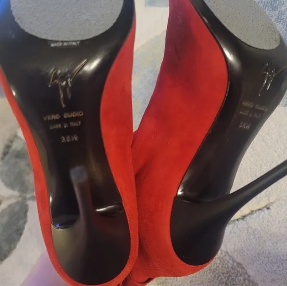 Giuseppe Zanotti Red Suede Ankle Boots