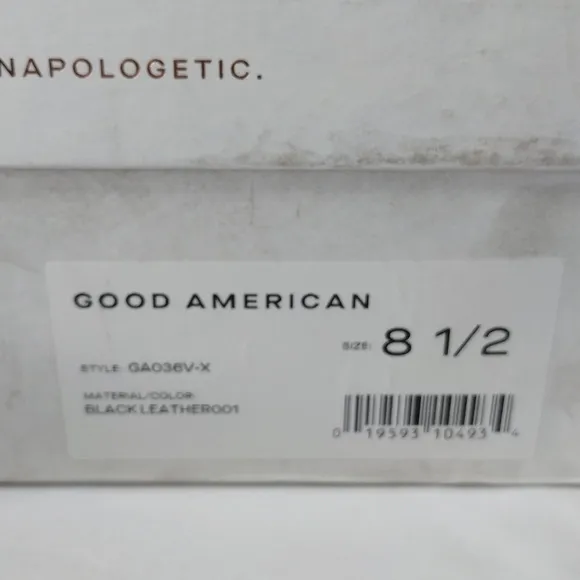 Good American Chelsea Black Leather Pull-on Chunky Platform Combat Boots NIB