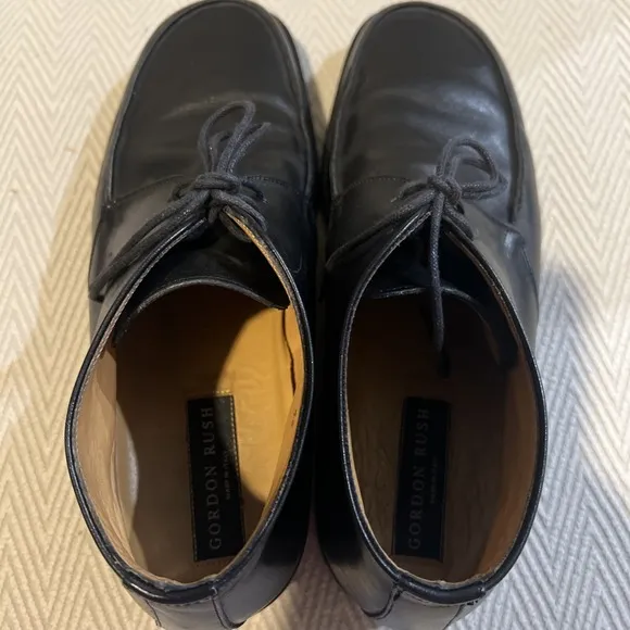 Gordon Rush BLACK Apron Toe Derby Men's Leather Boots Size EU 43 Made in Italy