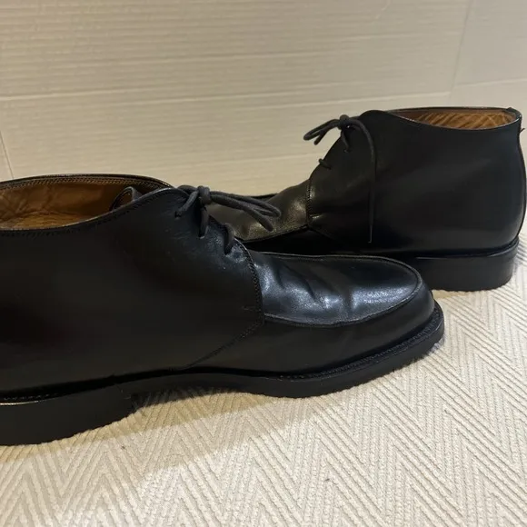 Gordon Rush BLACK Apron Toe Derby Men's Leather Boots Size EU 43 Made in Italy