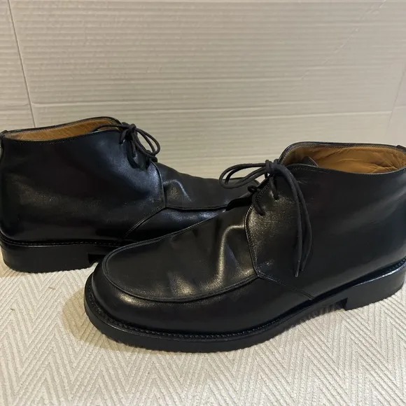 Gordon Rush BLACK Apron Toe Derby Men's Leather Boots Size EU 43 Made in Italy