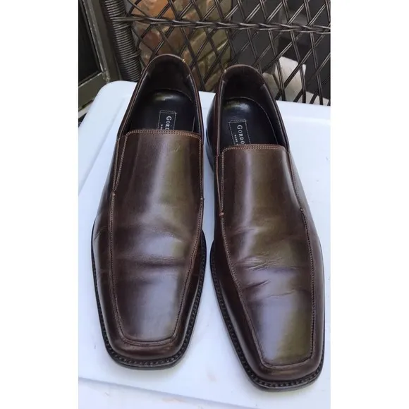 Gordon Rush Men's Elliot Slip-On loafers dress shoes brown leather Italy 9.5