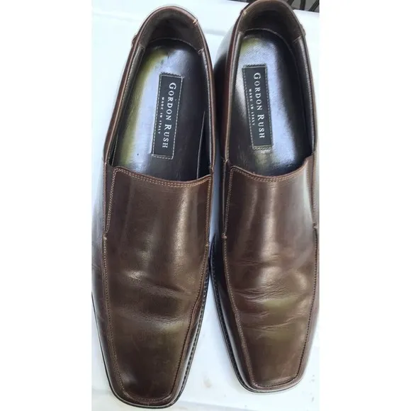 Gordon Rush Men's Elliot Slip-On loafers dress shoes brown leather Italy 9.5